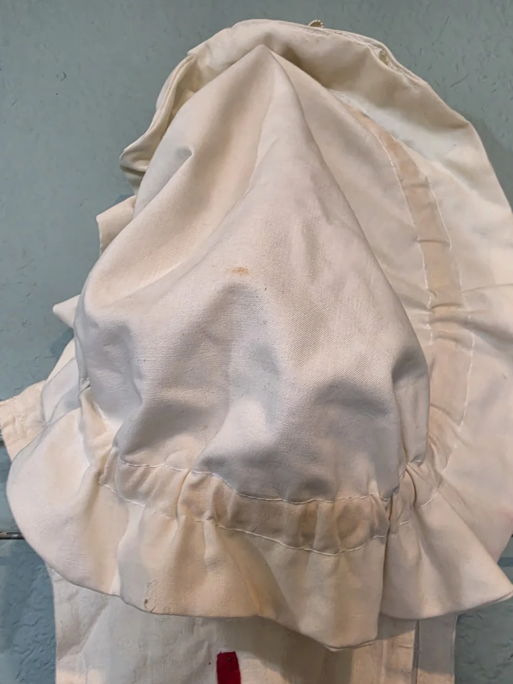 Vintage 1940s WWII Child Red Cross Nurse Pinafore Apron Dress Set w Bonnet Cap